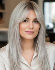 Long and sleek platinum blonde hair