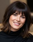 Brown long bob with bangs