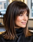 Below the shoulders long hair with bangs