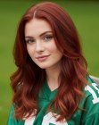 Long and wavy red hair