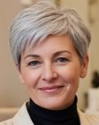 Contemporary pixie cut for gray hair
