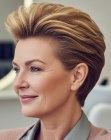Swept-back pixie for older women
