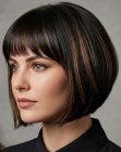 Dark bob with highlights
