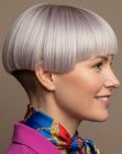 Bowl cut hair in a pastel color
