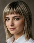 Layered hair with short bangs