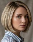Chin-length bob with a side part