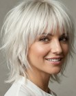 Platinum blonde shag cut