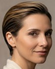 Back-swept short hair for women
