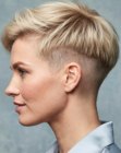 Women's hair with a shaved section