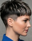 Haircut with a shaved section
