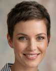 Beautiful woman with very short hair