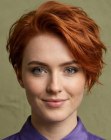 Red hair in a short cut