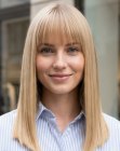 Blonde hair with a soft fringe