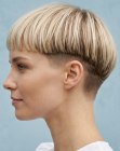 Blonde bowl cut