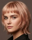 Soft bob for rose-gold hair