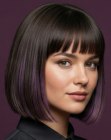 Brown bob with violet accent colors