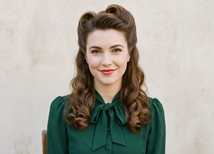 1940s hair in a half-up style