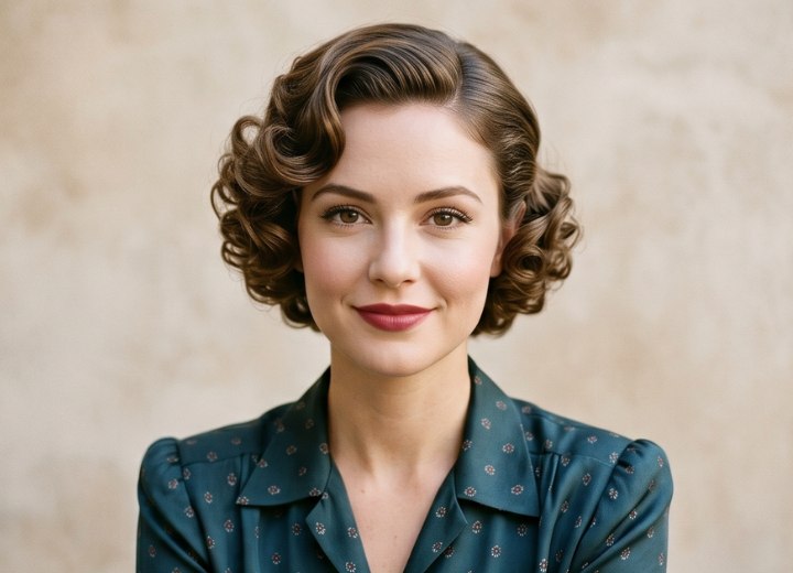 Short 1940s hairstyle with curls