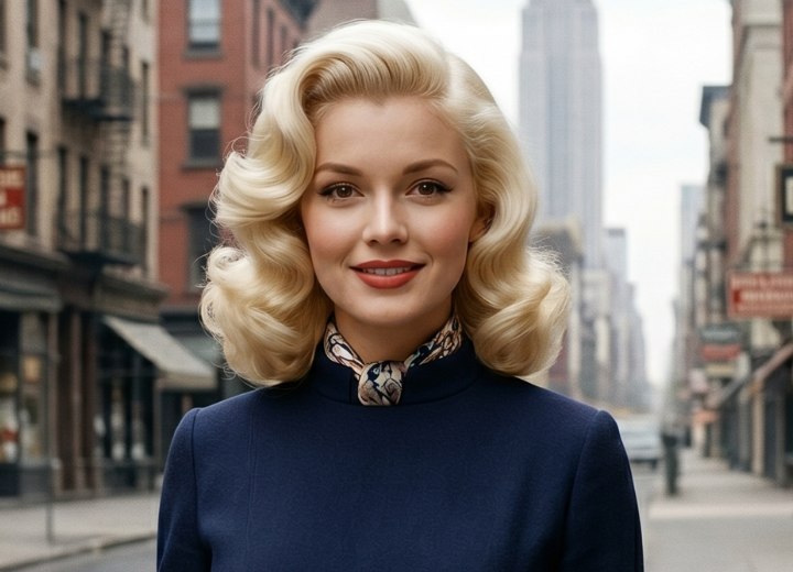 Bleached blonde and wavy hair in the 1950s