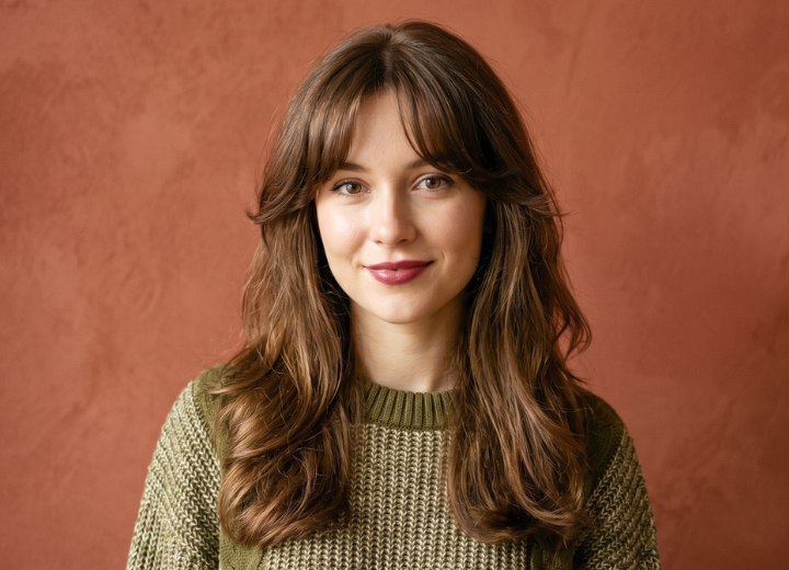 1990s hairstyle with curtain bangs