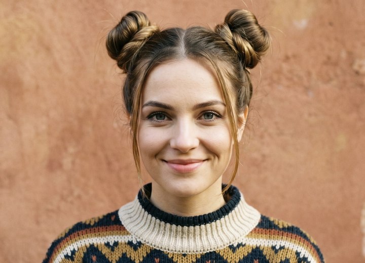 1990s hair with space buns