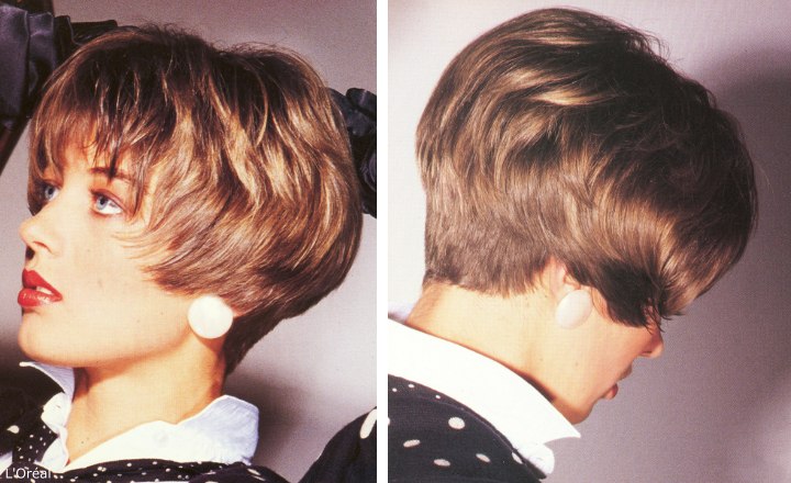 Hairstyles and short haircuts of the eighties with a clipped up nape |  1980s hair