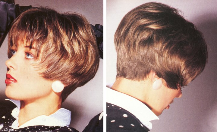 Hairstyles And Short Haircuts Of The Eighties With A Clipped Up Nape 1980s