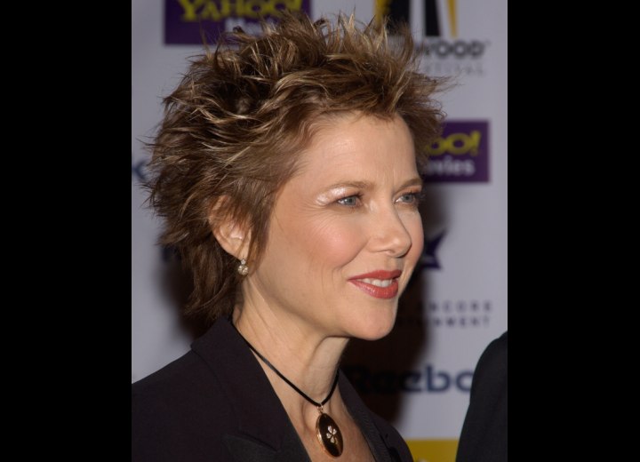 Annette Benning hair with very shhort pixie hair