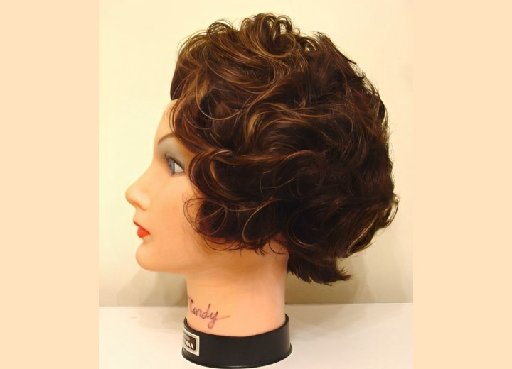 Curly chin length bob