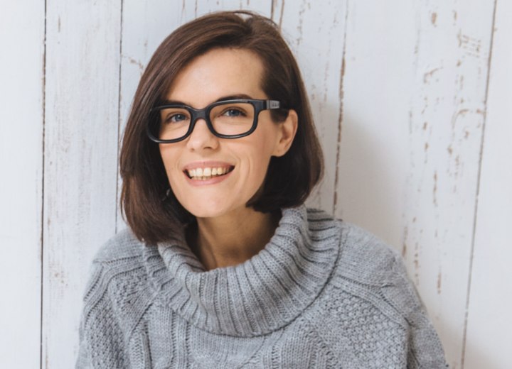 Female hairstyle with matching glasses