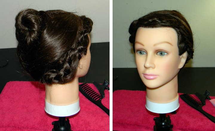 hairline braid with a twisted bun