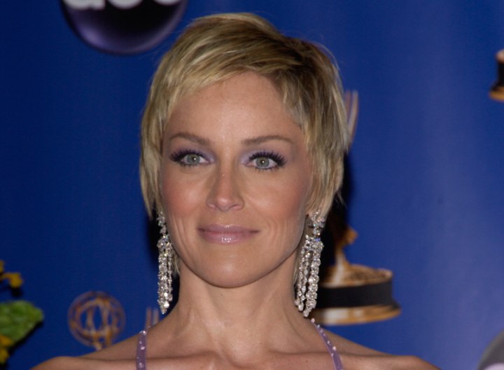 Sharon Stone with short pixie cut hair