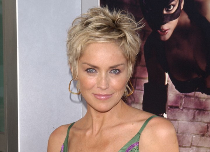 Sharon Stone with choppy short hair