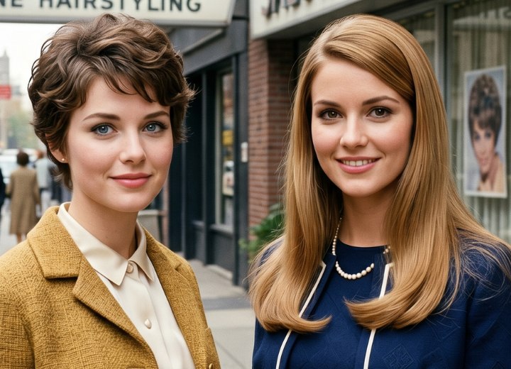 Sixties hairstyles for long and short hair