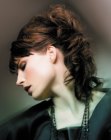 Easy updo with curls and textured bangs