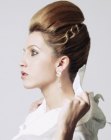 Full-volume up-style with a multi-layered French twist