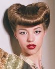 Elaborate retro look with the hair styled up