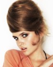 Sixties look with a beehive shape updo