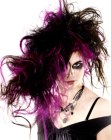 Extravagant style with purple hair
