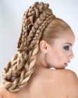 Hairdo with layered braids