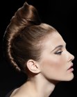 Smooth updo with a conical shape