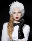 Look with a white feathered head-piece