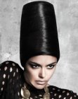 Hairdo with a turban of black hair