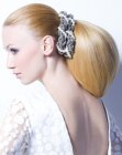 Sleek wedding hair with a ponytail