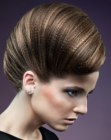 Updo with crimped hair and a french twist