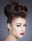 High updo with elements of Japanese geisha looks