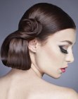 Sleek up-style with a side ponytail