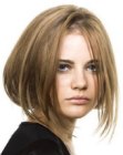 Fake bob haircut with an inward roll