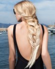Long blonde hair with a freestyle braid