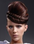 Turban shaped up-style with a herringbone braid